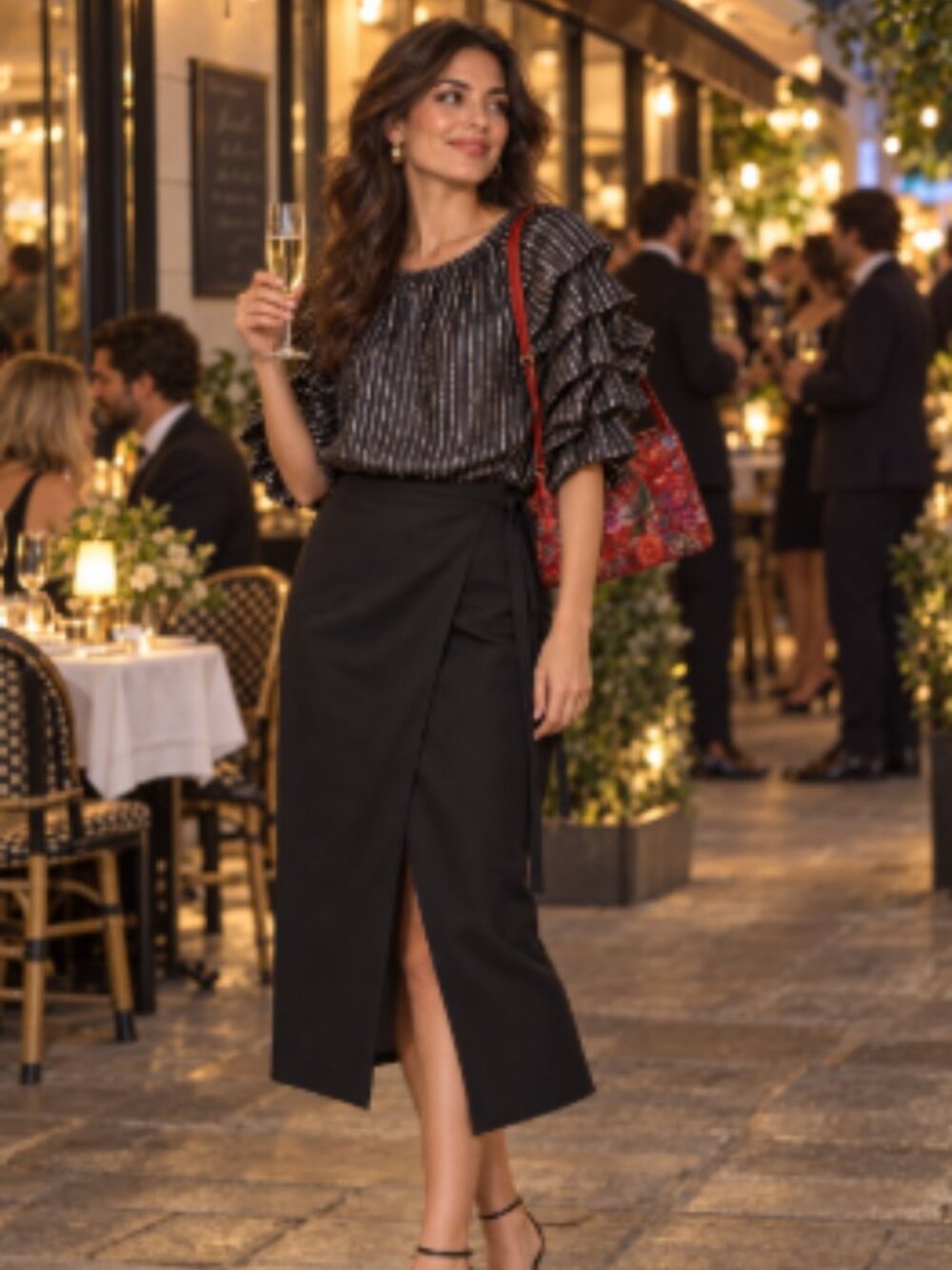 Elegant Three-Piece Party Bund. Skirt+Blouse+bag